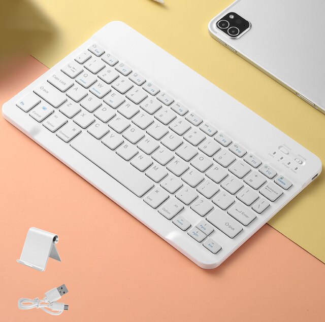For iPad Bluetooth Keyboard Pro 11 Wireless Mini kawaii pink Keyboard and Mouse For Samsung Xiaomi blue iPad Keyboard Mouses: White