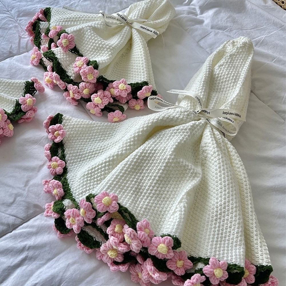 Manta de ramo de rosas de ganchillo, manta de ramo de flores de clavel de girasol a la , manta de clavel artesanal DIY terminada