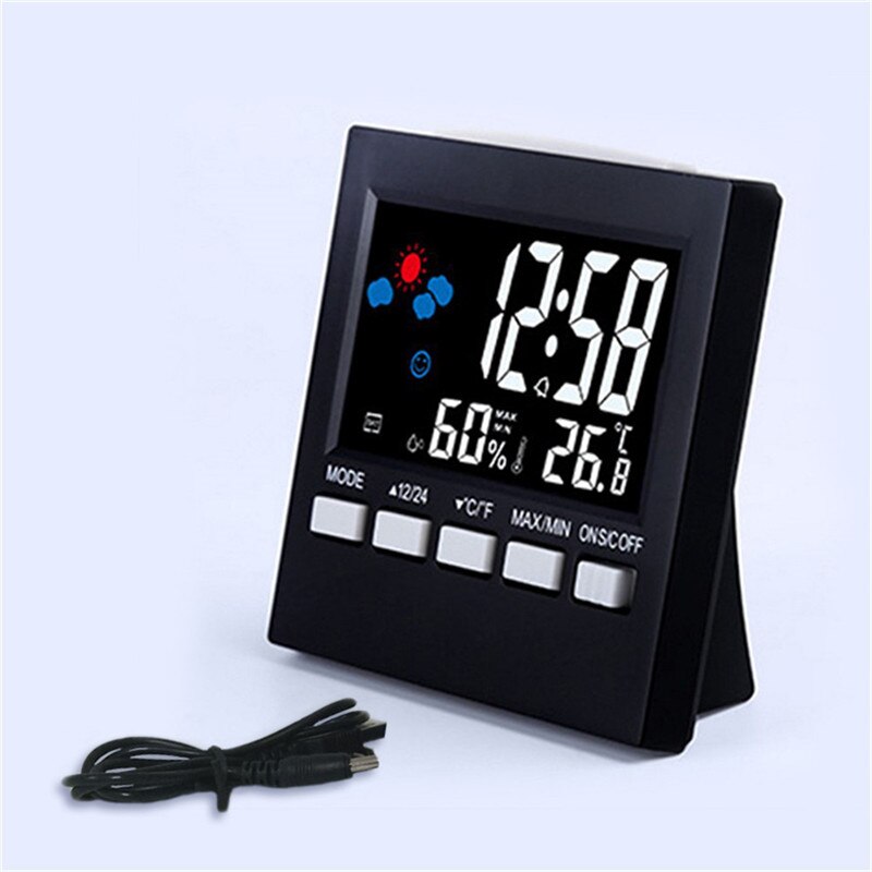 Electronic Digital Alarm Clock Digital Clock Calendar Voice Control LCD Screen With Backlight Display For Home Bedroom Or Office: 02