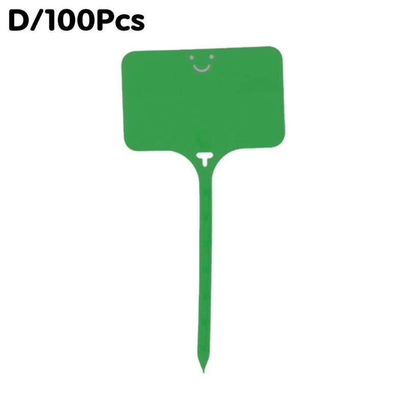 100PCS Garden Plastic Plant Labels T-Type Tags Waterproof Re-Usable Markers Record Plate Flower Vegetables Potted Sign Stakes: D