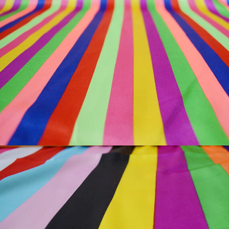 100x150 cm Polyester Satin Bunte Streifen Stoff DIY Kostüm Hochzeit Deco 1118