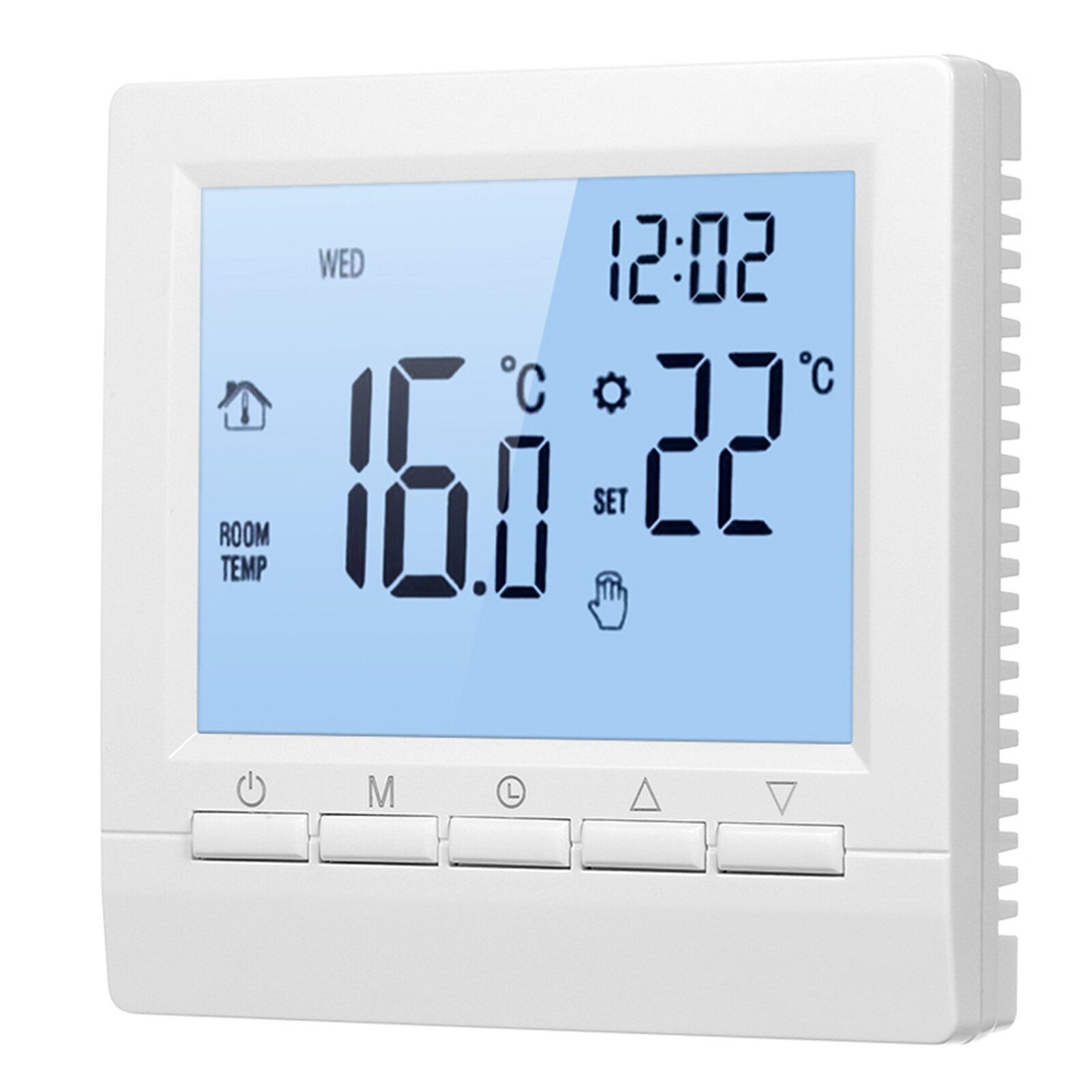 Smart Thermostat Digital Temperature Controller LCD Display Week Programmable Electric Floor Heating Thermostat for Home School: Blue with wifi