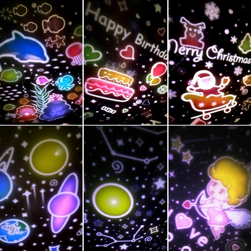 Children's Music Night Light Projector, 360 degree Rotating LED, USB Rechargeable Sleep Light,