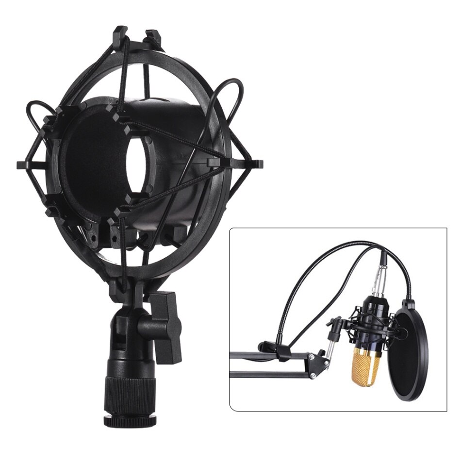 Condenser Microphone Mic Shock Mount Holder Bracket Plastic Anti-vibration for On-line Broadcasting Studio Music Recording: Black