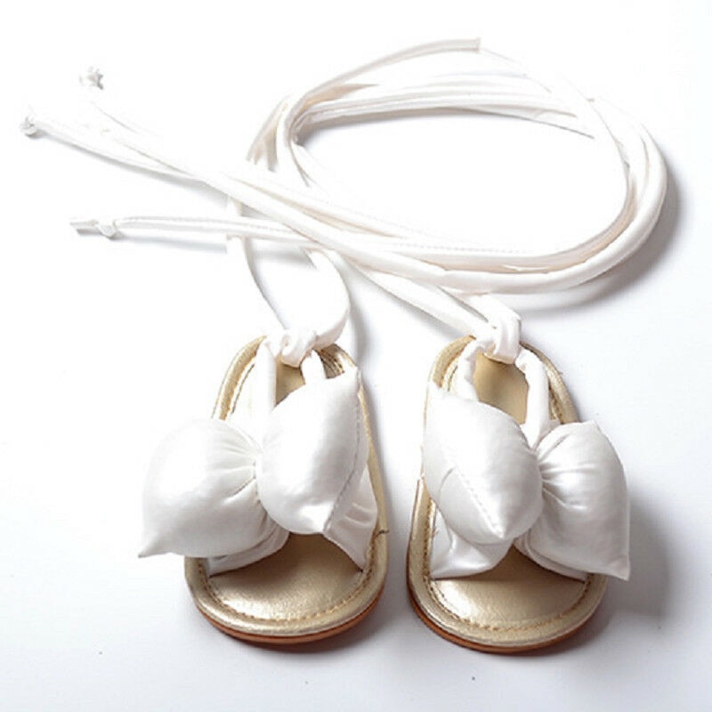 Verkoper Baby Girl Soft Sole Sandalen Peuter Baby Kinderen Zomer Effen Schoenen Strik Strap-on Sandaal Klompen leuke Mode