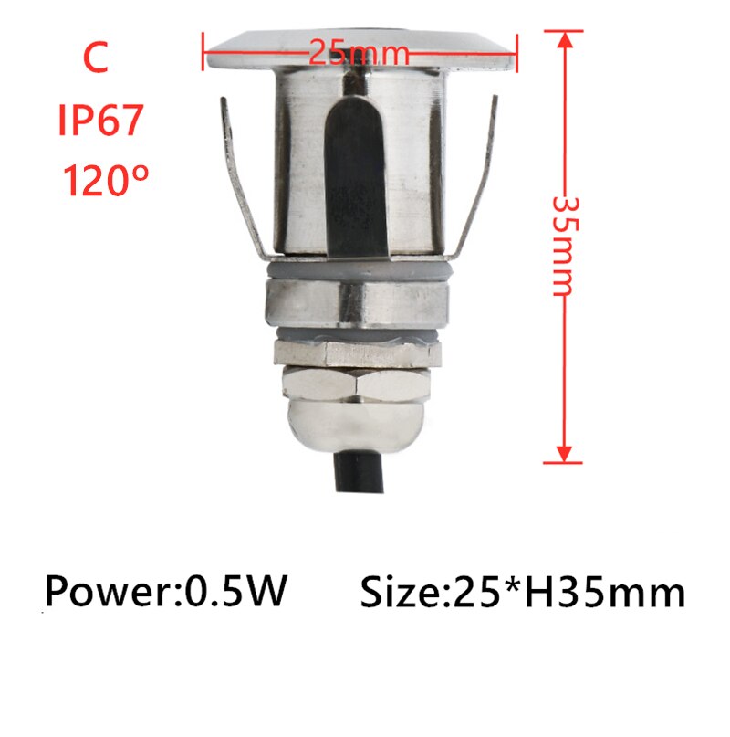 Waterproof IP67 1W 0.5W LED Underground Light Ground Garden Path Floor Lamp Outdoor Underground Buried Yard Lamp Landscape Light: C 0.5W IP67