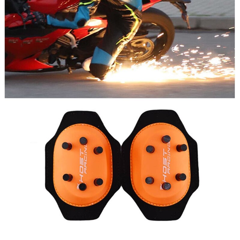 2Pcs Cycling Knee Protector Motorcycle Knee Pads Novel Slider Spark Grinding Knee Bag Bending Artifact Grinding Bag: Orange / 12 fire point