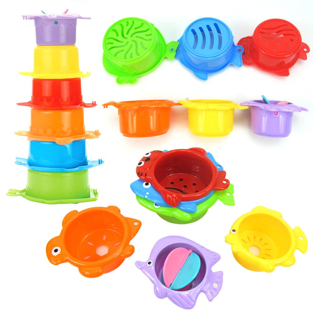 11 pezzi colorati animali bagno doccia impilabile tazza bambini bagnetto acqua gioco giocattolo