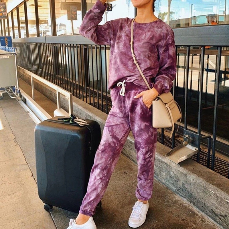 Træningsdragt kvinder tøj todelt sæt bukser og top tie dye lounge wear ropa mujer sommer ensemble femme 2 stykker sweat drags