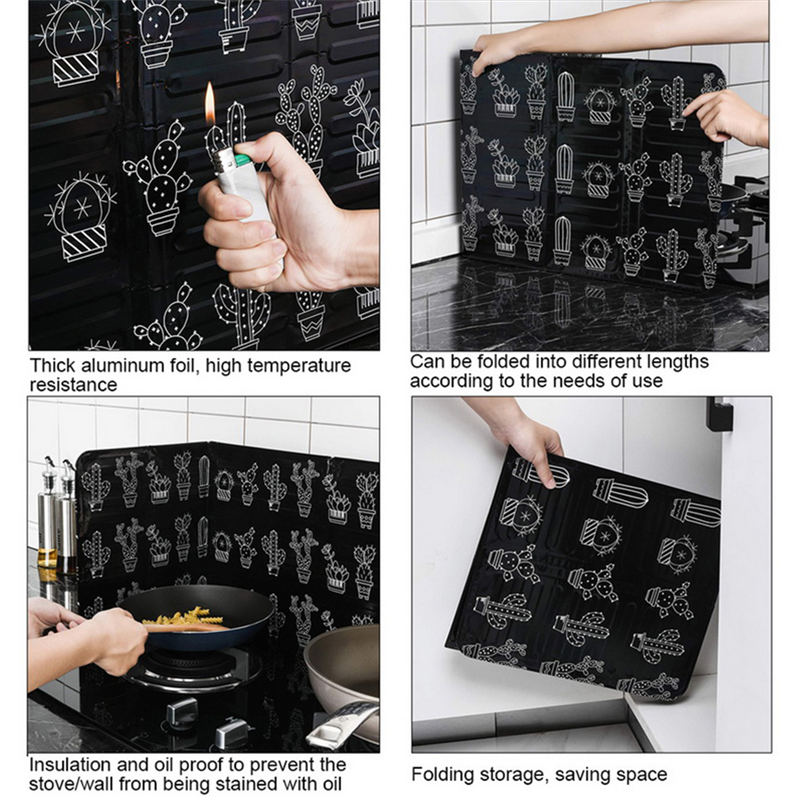 Feuille d'aluminium bloc d'huile barrière d'huile cuisinière Anti-éclaboussures huile déflecteur isolation thermique cuisine ustensiles de protection blanc noir