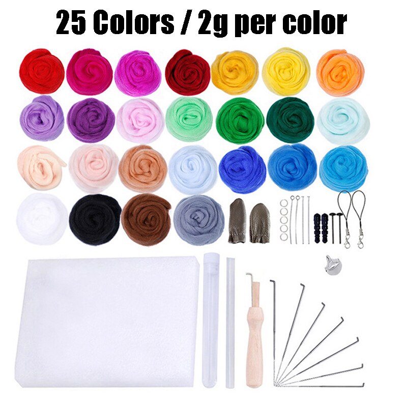 Wool Roving Needle Felting Starter Kit Wool Felting Tool Kit with Felting Needles, Foam Mat, Needle Felting for DIY Doll Making: Style 3