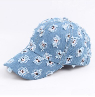 Xdanqinx damekasket vintage gammelt hul dekoration cowboyhatte til kvinder justerbar størrelse vasket denim personlighed hip hop hat: Farve 4