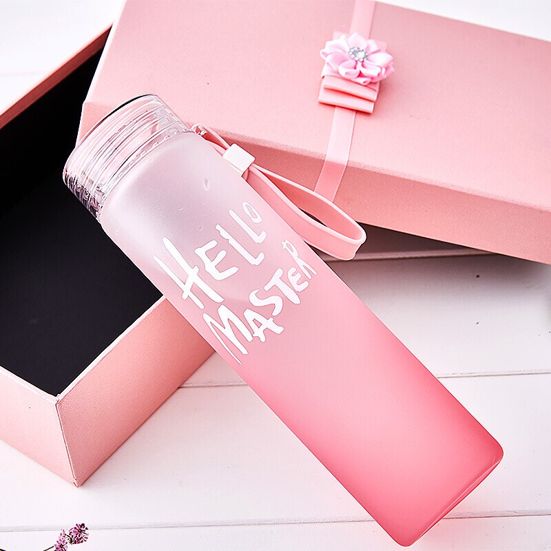 500ml gradient farverige glas frostede farverige kop vandflasker drikke med reb gennemsigtige sportsvandflasker flaske bpa gratis