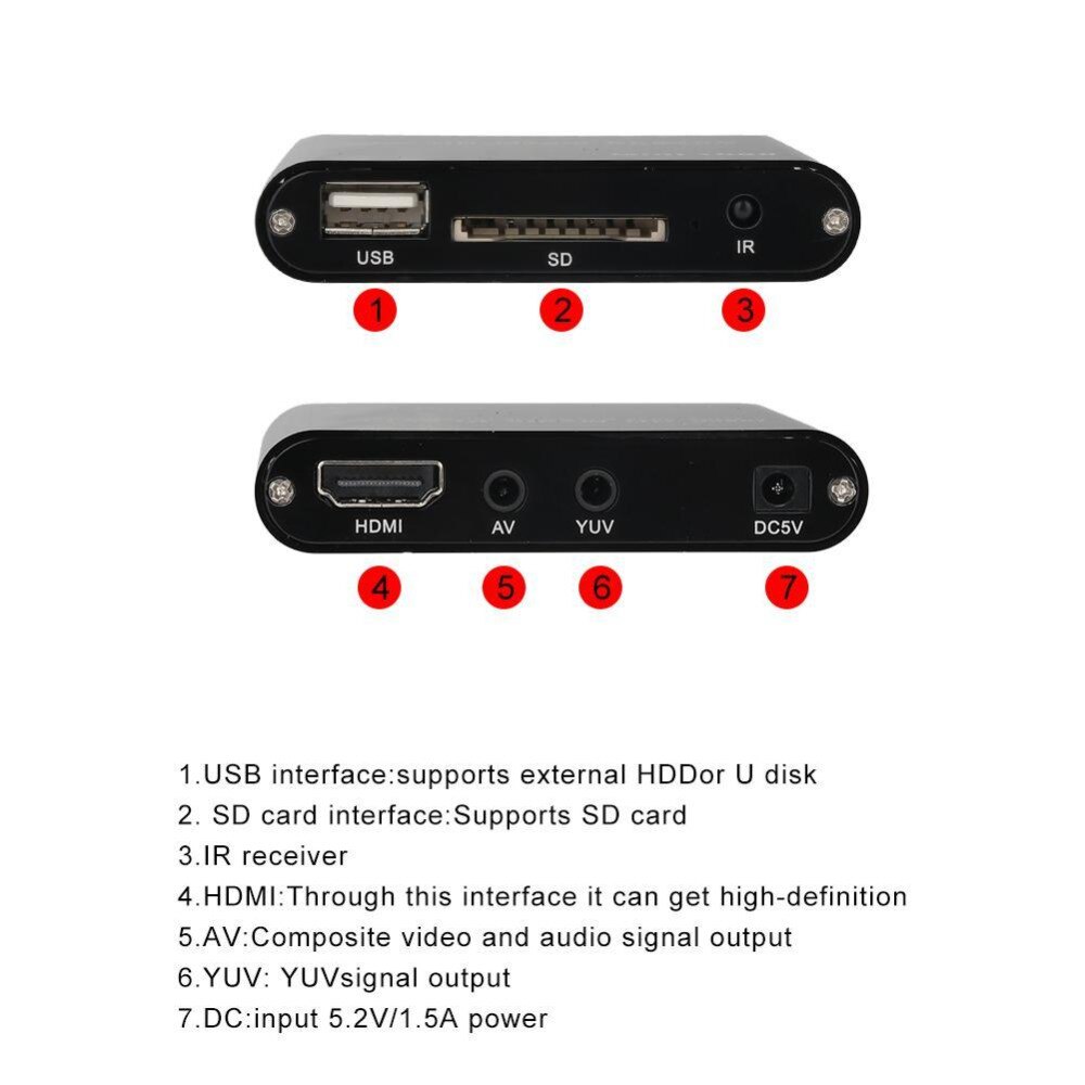 Mini fuld  hd1080p usb ekstern hdd-afspiller med sd mmc-kortlæser vært hdmi hdd media multimedie video bil hd-afspiller autoplay