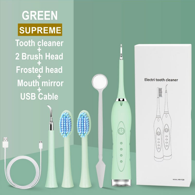 Sonic Dental Scaler Zahn Zahnstein Entferner Ultra sonic Wiederaufladbare Elektrische Zahnbürste Flecken Zahnstein Werkzeug Bleichen Zahn Reiniger: Green 3