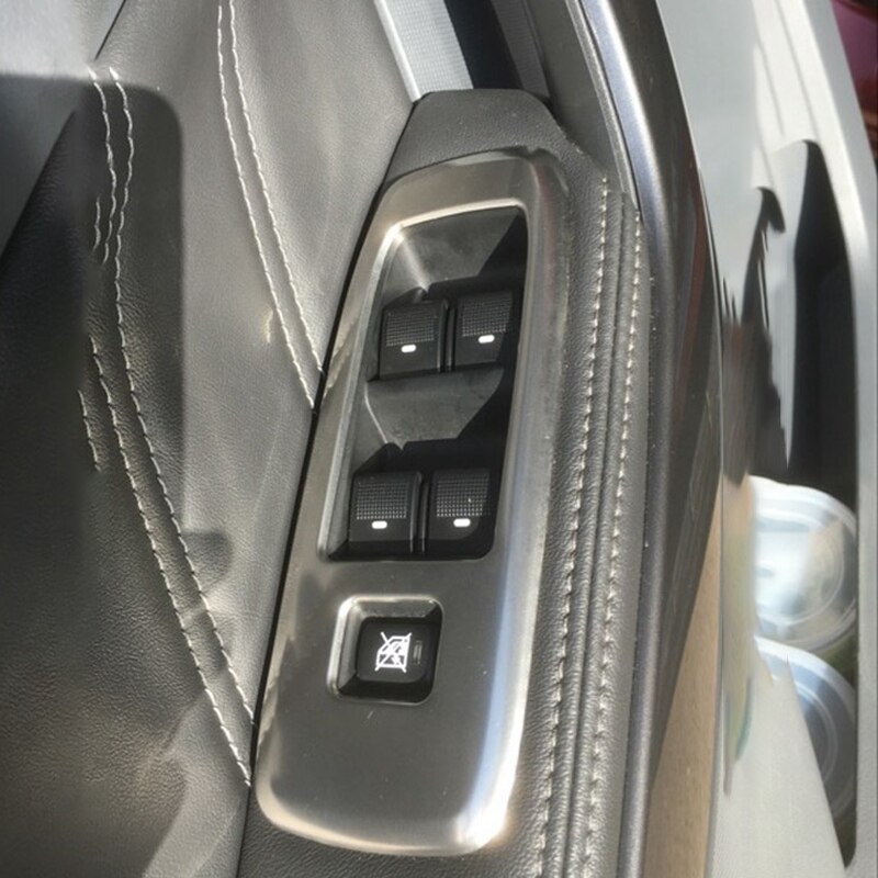 Topprostfritt stål bildörr fönster hiss strömbrytare panel lock trim ram dekoration tillbehör för ford ranger