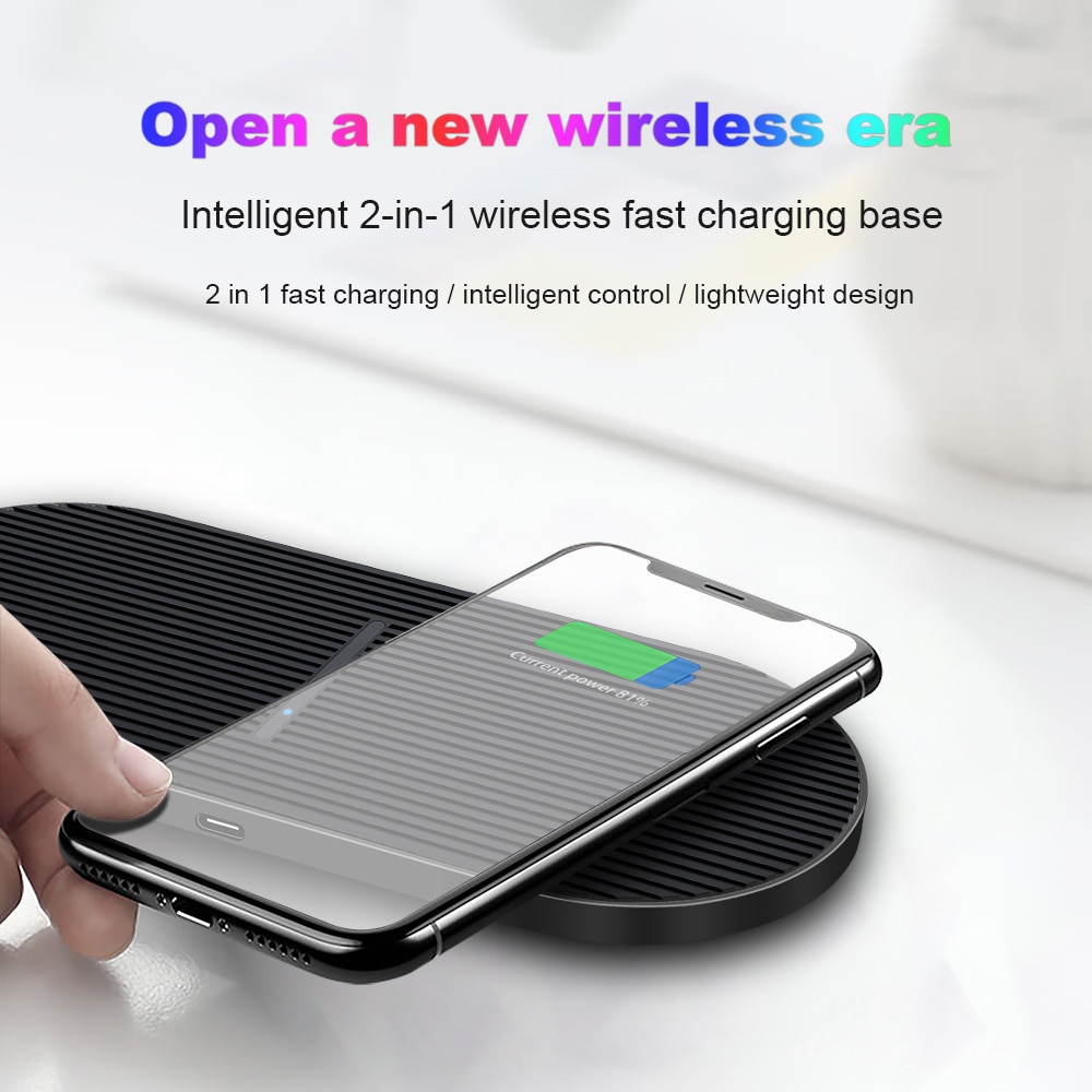 20W Qi Dual Wireless Charger Mat for iPhone 13 12 11 XS XR X 8 Airpods Pro 2 in 1 Fast Charging Pad Station For Samsung S21 S20