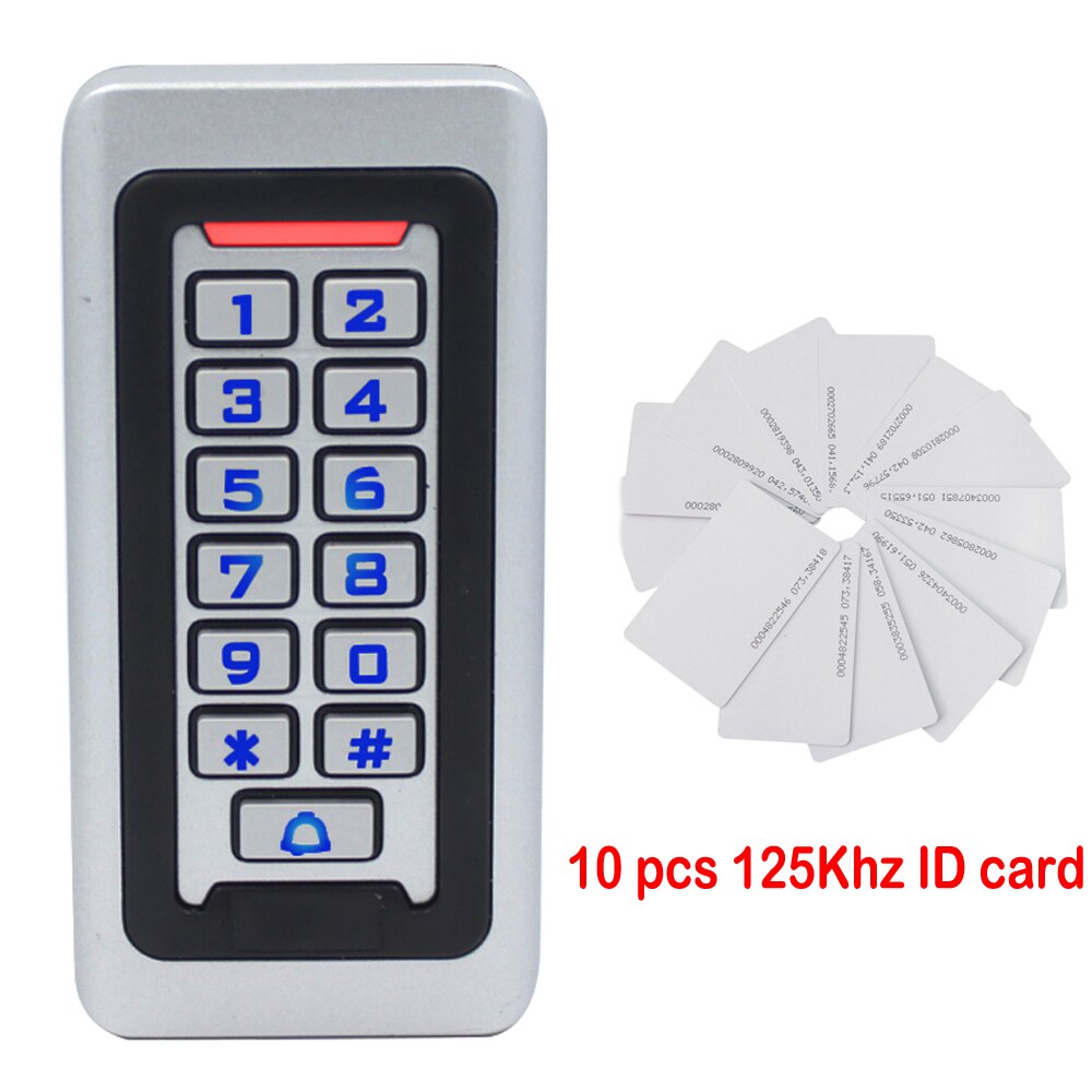 125Khz Rfid Door Access Control System IP68 Waterproof Silicone Keypad Standalone Proximity Card Reader With 2000 User: AC and 10 card