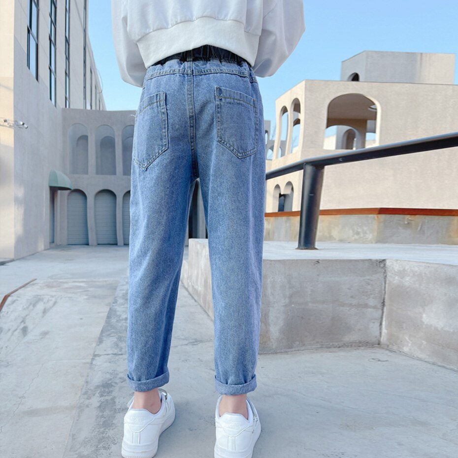 Jeans Girl Heart Pattern Kids Jeans Girls Casual Style Children Jeans Spring Autumn Children's Clothes 6 8 10 12 14