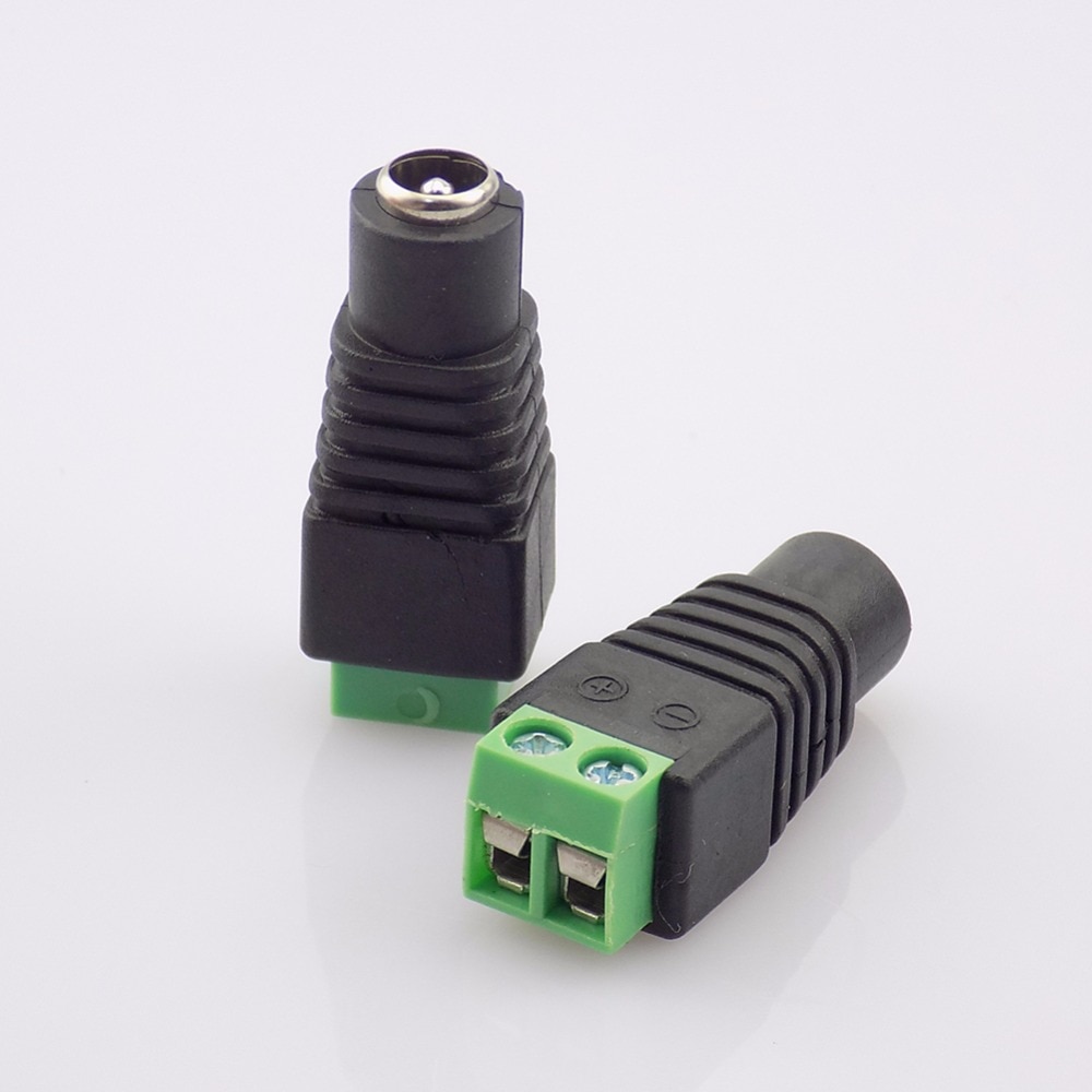 3 Stks/partij Dc Power Cable Female Plug Connector Adapter Jack 5.5*2.1 Mm Aansluiting Voor Enkele Kleur Led strip Cctv Camera 'S