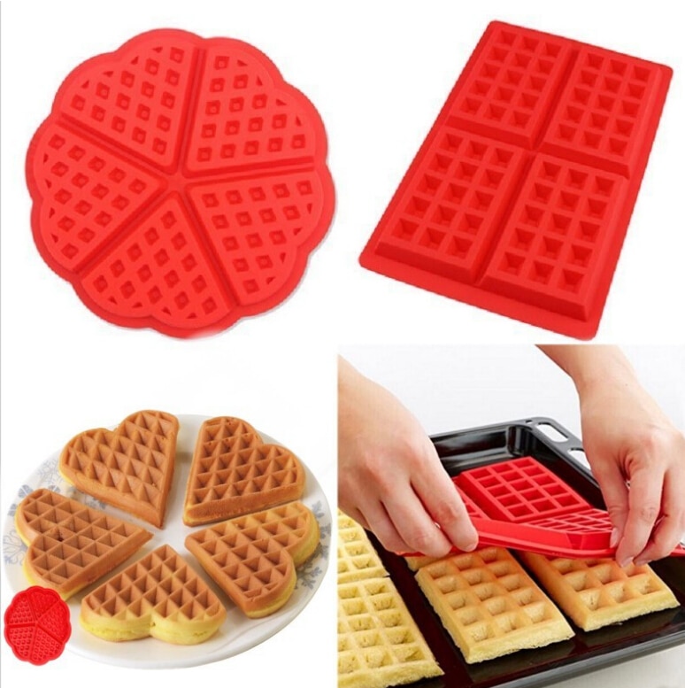 5 Grids Siliconen Wafel Molds Cake Bakvorm Pannenkoek en Waffle Maker DIY handgemaakte Keuken Bakvormen Accessoires AT56