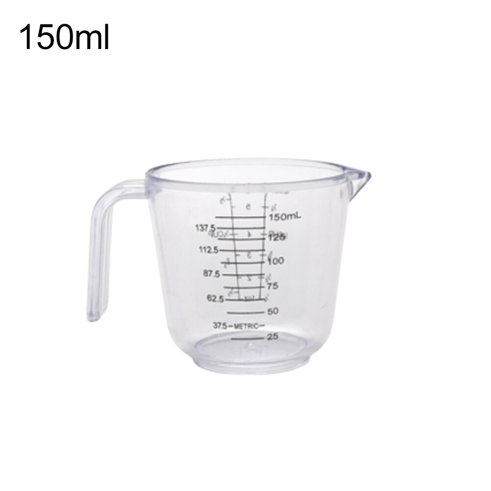 Taza medidora con mango para medir líquidos, vaso medidor con vaso, herramienta de medición de taza para hornear, contenedor de jarra, 150/300/600ml: Transparent150ml