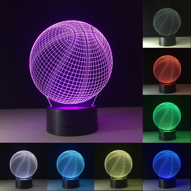 3d Lighting Fixture Football LED Table Night Lamp Remote Control RGB 7 Colors Changing Indoor Night Lights Illusion Lamp: Yellow