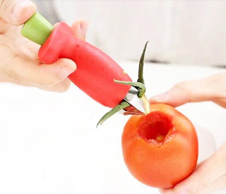 Køkkenservice værktøj pp plast rustfrit stål klinge jordbærskaller tomatstilke udkerner jordbærkniv stilk: Default Title