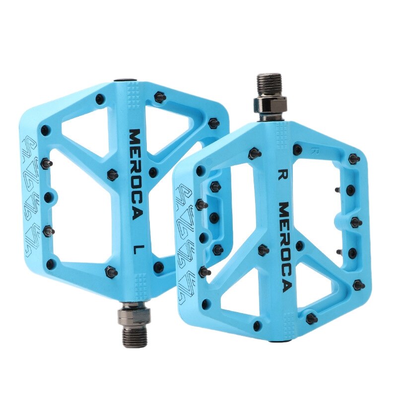 MEROCA-pedales planos ultraligeros para bicicleta de montaña, antideslizantes, accesorios para bicicleta de carretera: Blue