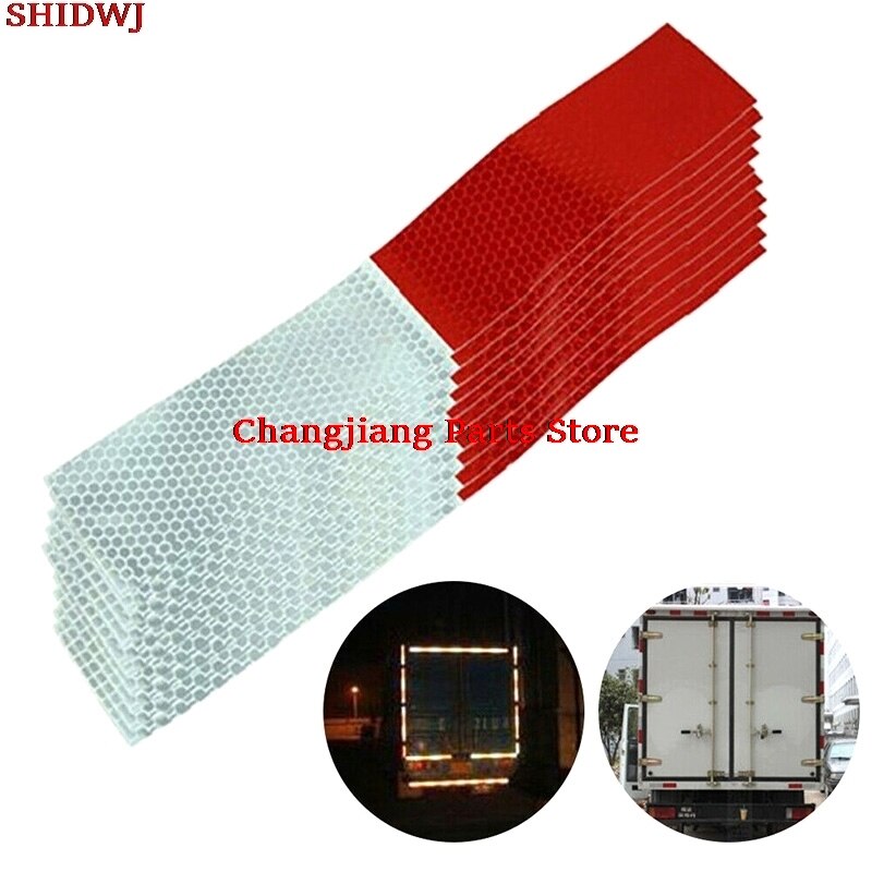 10Pcs Car Truck Reflective Stickers Warning Strip Auto supplies Night Driving Safety Secure Red White 4.5*30cm