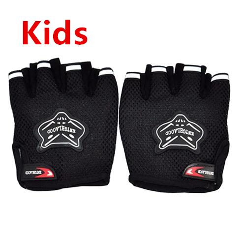 chico s deportes al aire libre guantes de moto transpirables Fitness medio dedo estilo moto guante para niño chico guantes de moto de cross: Kids Black