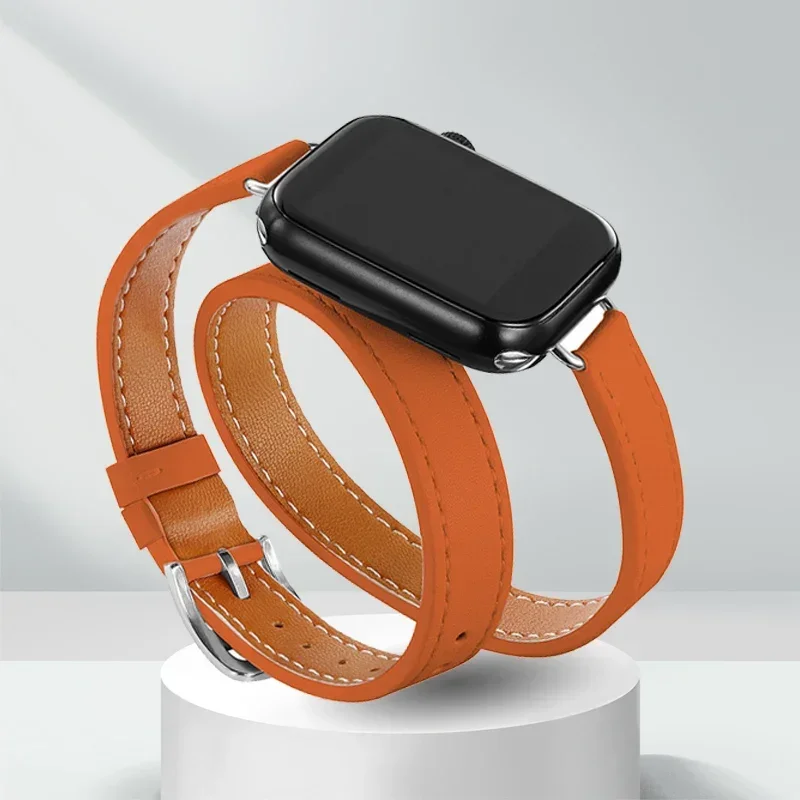 Bracelet en cuir pour Bracelet de montre Apple 10 42MM 46mm 9 8 7 41 45mm 6 SE 5 4 40 44mm Correa pour Bracelet IWatch Series10 Ultra 2 49mm: Violet Brouillard / 14mm