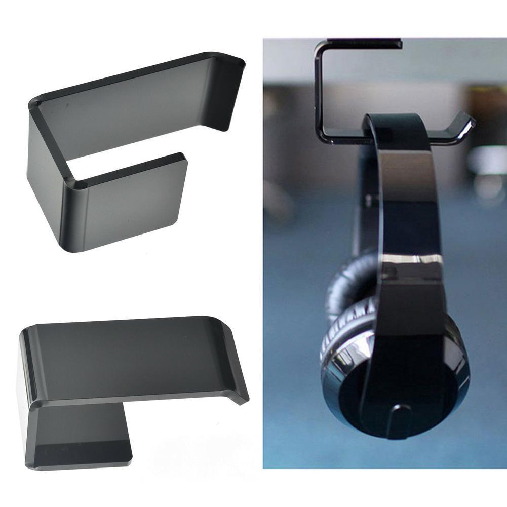 Support acrylique pour écouteurs | Autocollant, support d'écouteurs, support de bureau, crochet noir, pour casque d'écoute, B7G5, monté sous un écran