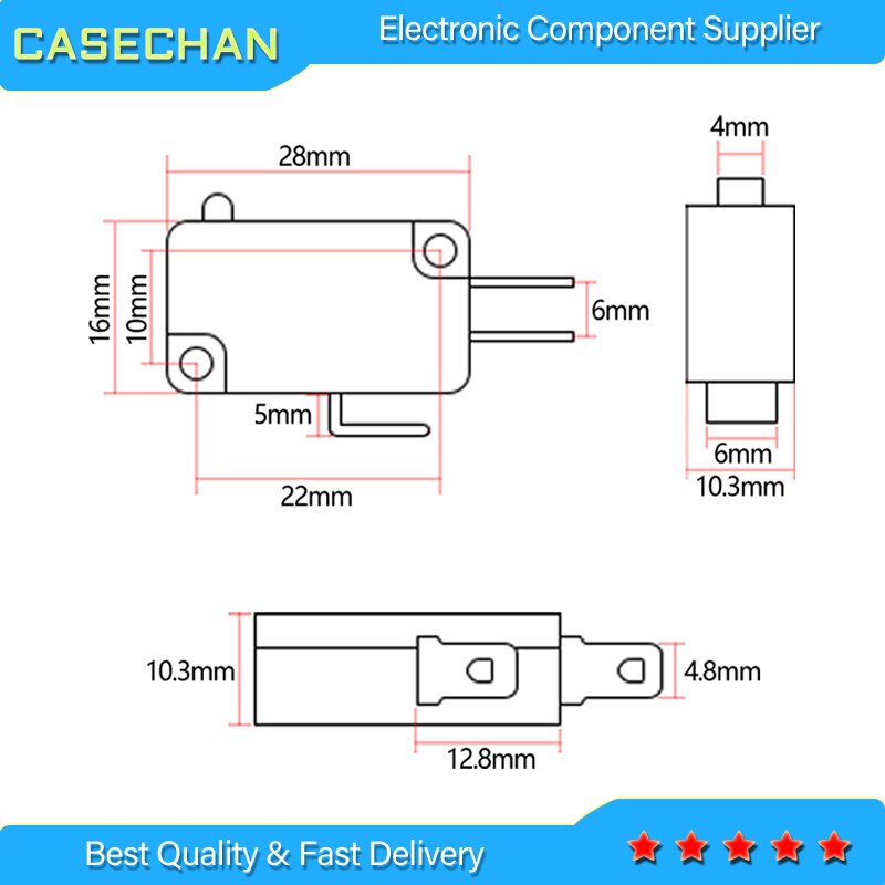 10 Stks/partij Grote Micro Schakelaar V-15-1C25, Zilveren Punt V-15-IC25 Magnetron, Contact Schakelaar, Koper Punt Tact Switch
