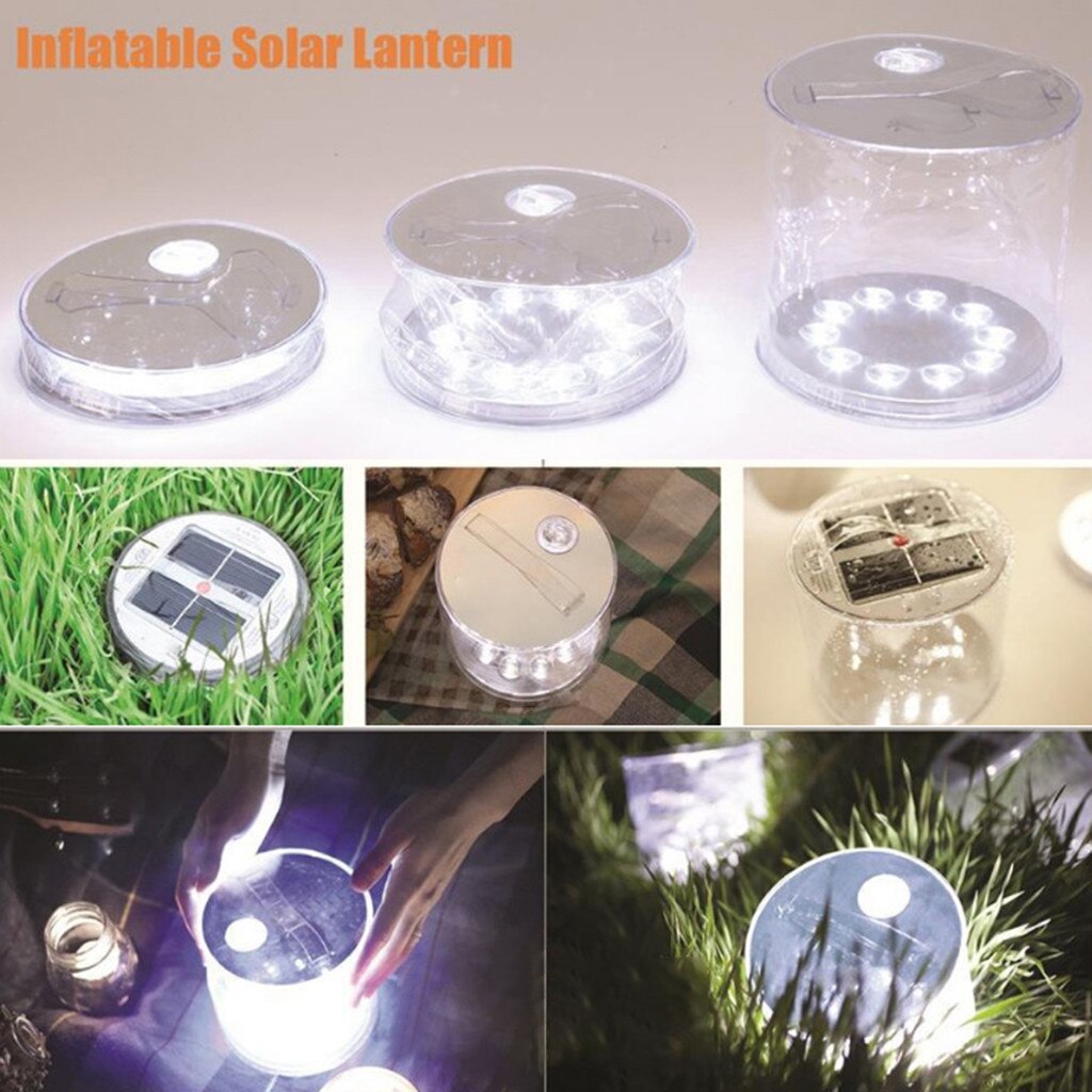 1Pc Led Camping Zonne-energie Light Outdoor Opvouwbare Opblaasbare Draagbare Waterdichte Lamp Voor Garden Yard Wit/Rgb Lantaarn: Default Title