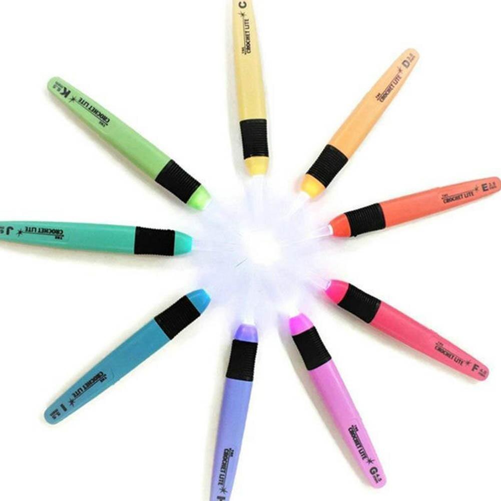 LED Crochet with Light Punch Needle Plastic Handle Knitting Needles Set Light Needle Sewing Kit Multicolour Sewing Tool