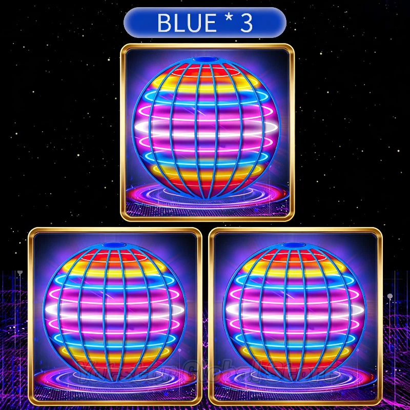 Magischer LED-Licht-Flugball-Spinner mit Handsteuerung 360° ° Rotierende Mini-UFO-Drohne Kinder-Partyspiel -Spielzeug: Blau