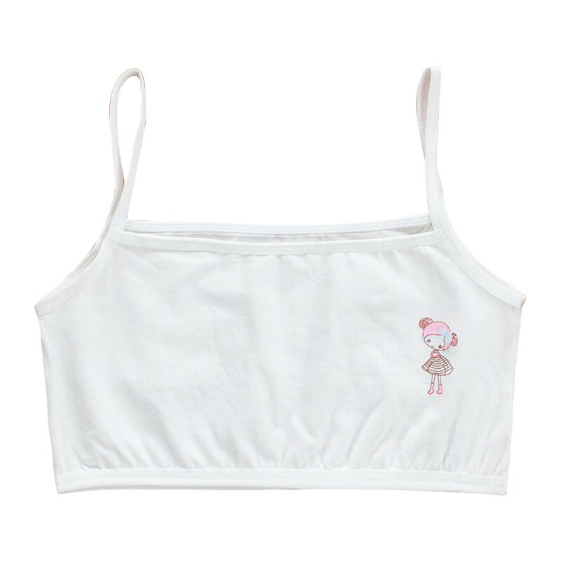 [B216] reggiseno per bambini senza schienale in pizzo per ragazze cinturino sottile in cotone per studenti intimo estivo stile gilet piccola imbracatura per lo sviluppo: bianca