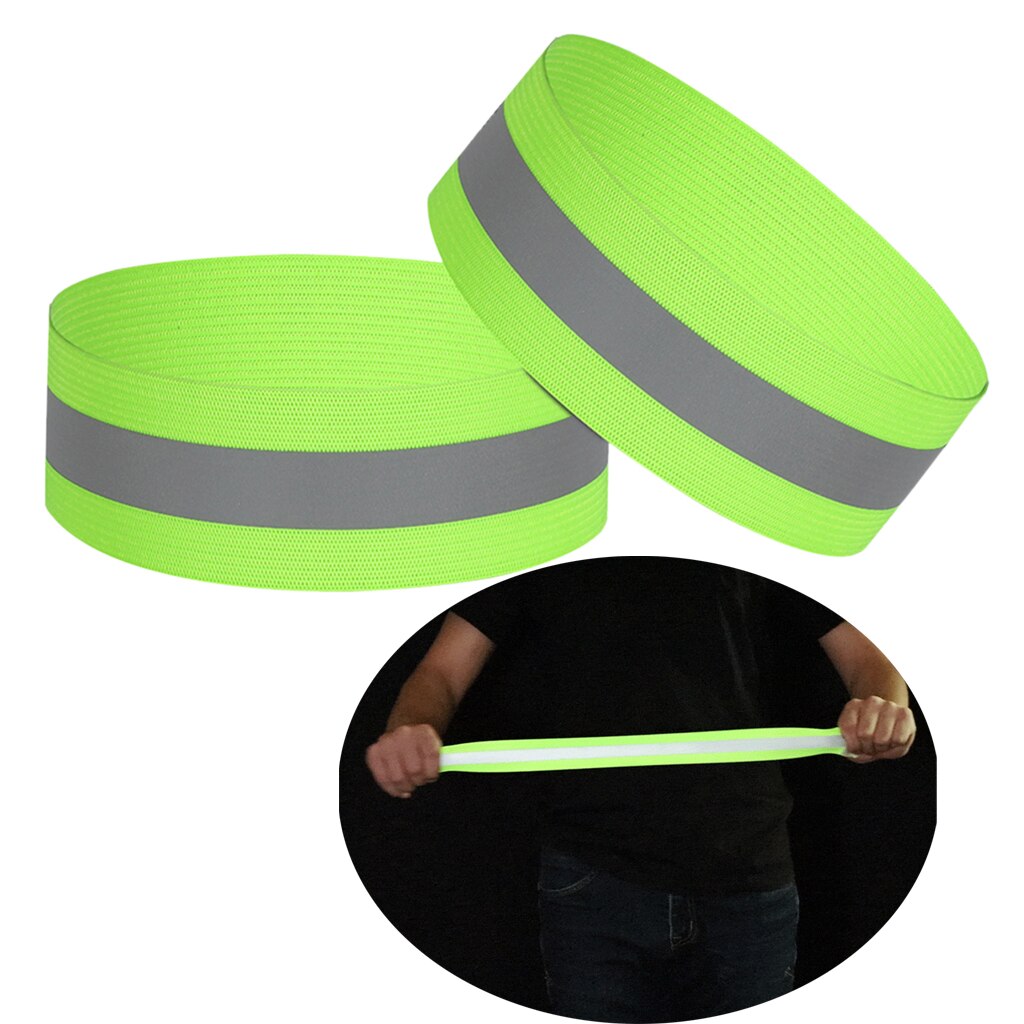2 Pack Reflective Bands Safety Armband High Visibility Band Wrist Arm Ankle for Walking Hiking Jogging Biking