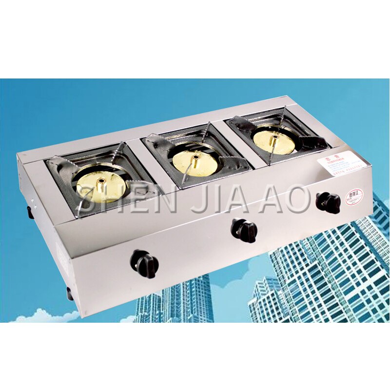 Commercial three-hole gas stove Stainless steel stove Energy-saving furnace Firepower Hotel kitchen gas stove