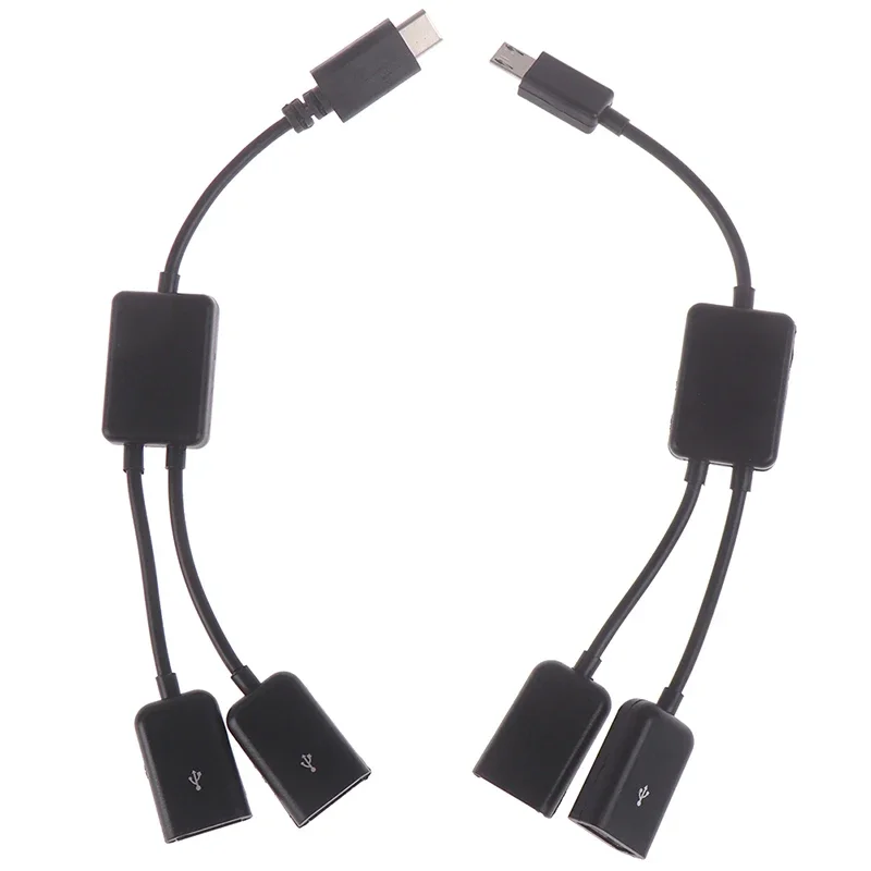 Micro usb / typ c  to 2 otg dual port hub kabel y splitter för surfplatta android mus tangentbord micro-usb typ-c adapter omvandlare