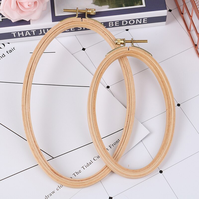 16/21CM Wooden Bamboo Embroidery Frame Oval Embroidery Hoop Ring Cross Stitch Machine DIY Household Sewing Tool