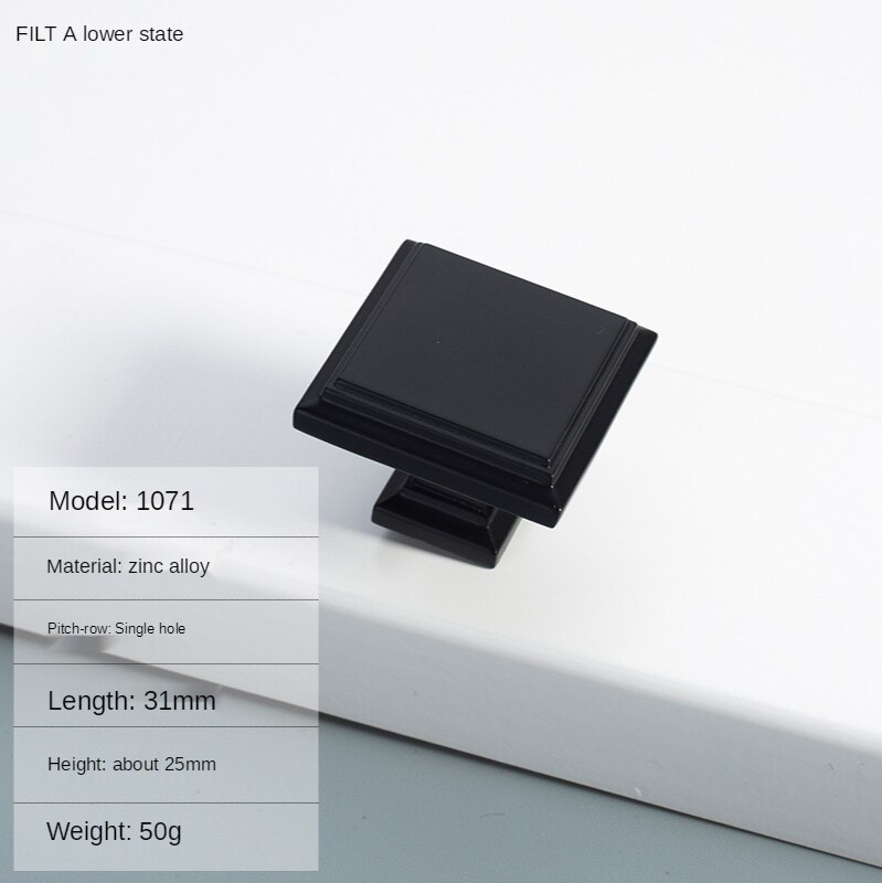 Cabinet Handles Modern Cabinet Handle Square Furniture Hardware Stainless Steel Kitchen Door Knob Cupboard Wardrobe Drawer Pulls: Dumb black