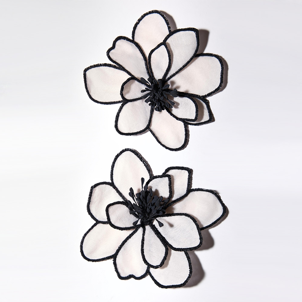 Vedawas boucles d'oreilles fleur, bohême Maxi tissu 3D fleur charme couche grand tissu fait à la main clou Floral femmes boucle d'oreille bijoux de mariage