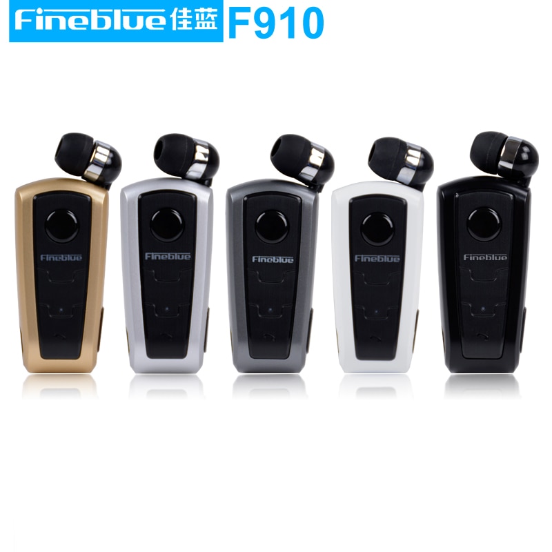 Originele FineBlue F910 Intrekbare Draadloze Bluetooth Oortelefoon Handsfree Headset Stereo Hoofdtelefoon Clip Mic Telefoontje Draagbare