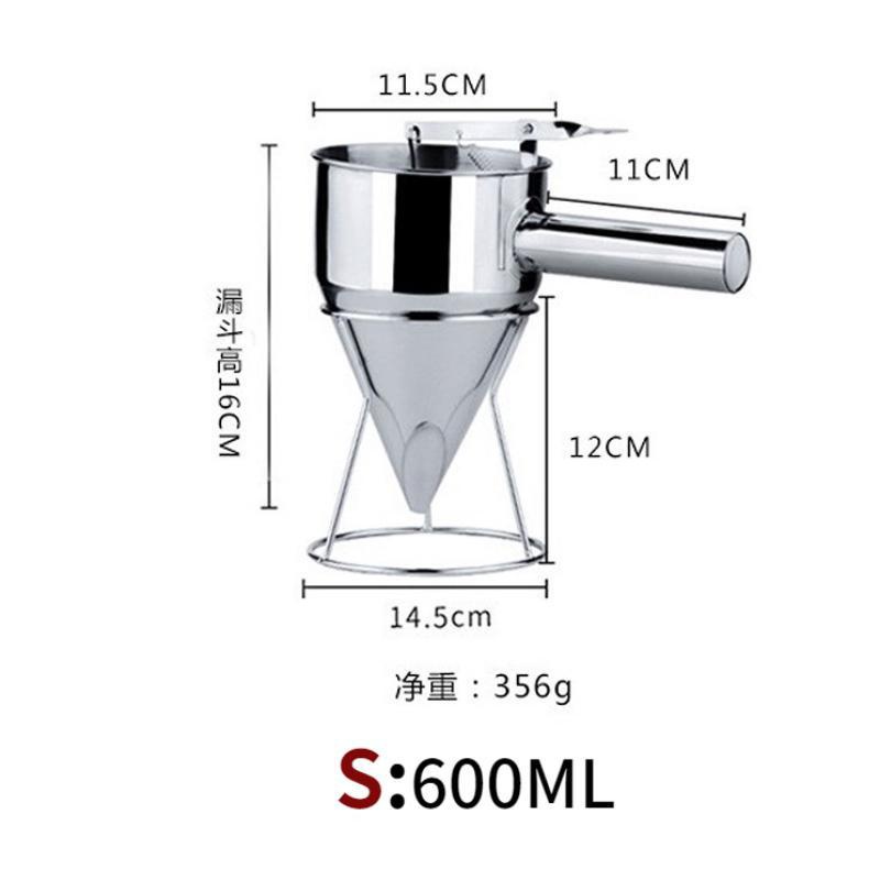 600/1200 ml Öleimer mit Halter Edelstahl Trichter Spender Cupcake Pfannkuchen Teig Octopus Ball Küche Backen Werkzeug