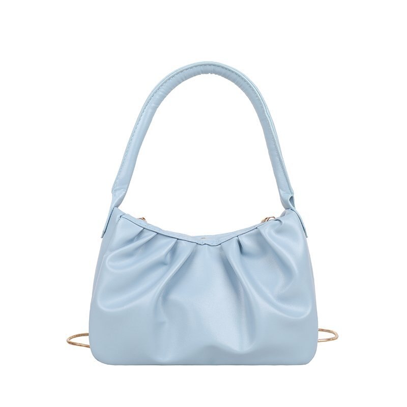 Torebka damska na ramię francuski styl miękka skóra mała torebka dla kobiet 2021 nowa torba z łańcuszkiem na ramię damska torebka sprzęgło torebka: niebieski ramię torba