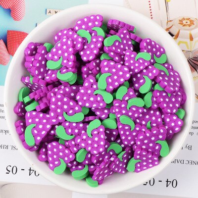 Lote de 20 unidades de arcilla de colores, Rodajas de frutas, uvas, limón, limones, arcilla polimérica, decoración DIY, artesanía hecha a mano 2cm: grape