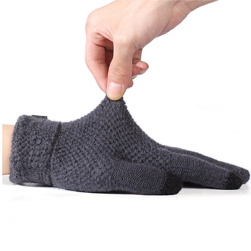 Warm Knitted Gloves For Men Outdoor Skiing Fishing Mittens Winter Touch Screen Game Glove Fleece Plush Mittens Thicken Mitt