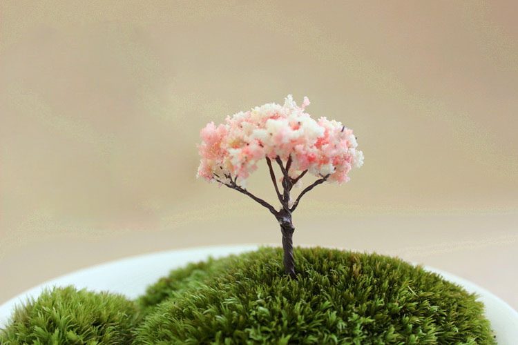 min order $10, Mini world landscaping decorative micro mini artificial cherry tree peach tree willow DIY accessories material: Pink